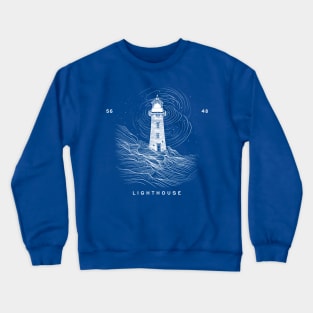 Guiding Light: Lighthouse Minimalist Design with Mountain Crewneck Sweatshirt